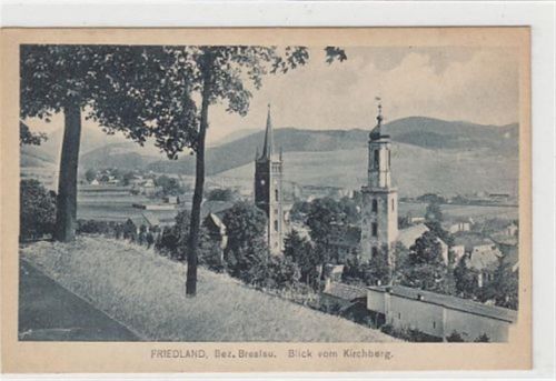 Friedland Friedland / Mieroszów, Bez. Breslau - Kreis Waldenburg / Walbrzych mit Blick vom Kirchberg ungelaufen Gute Erhaltung.