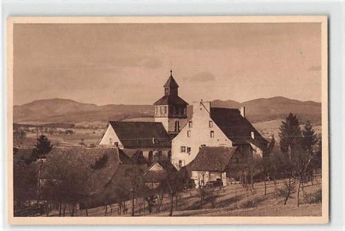 Binzen im Markgräflerland. Kirche und Umgebung ungelaufen kleiner Knick unten rechts, sonst gut erhalten