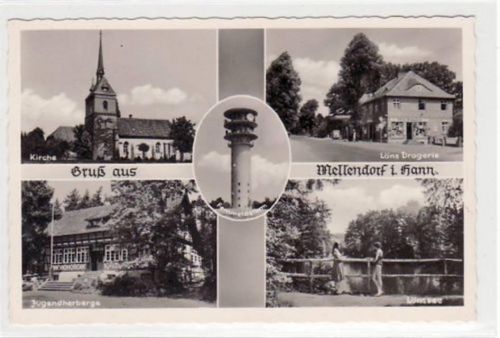 Mellendorf, 5 Abbildungen mit Löns Drogerie, Kirche u. Fernmeldeturm ungelaufen Gute Erhaltung.
