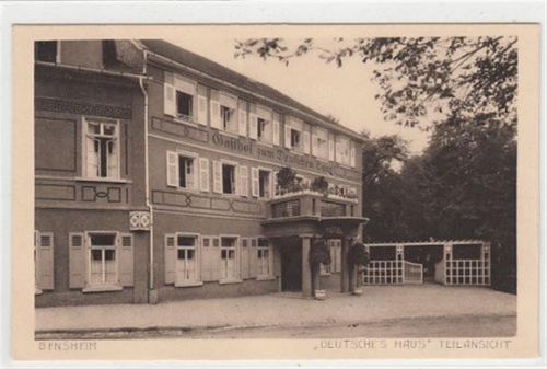 Bensheim. Teilansicht vom Gasthaus Deutsches Haus ungelaufen Leichter Bug Kartenmitte, sonst gut erhalten