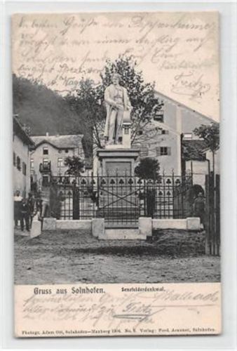 Senefelderdenkmal in Solnhofen gelaufen. Gute Erhaltung.