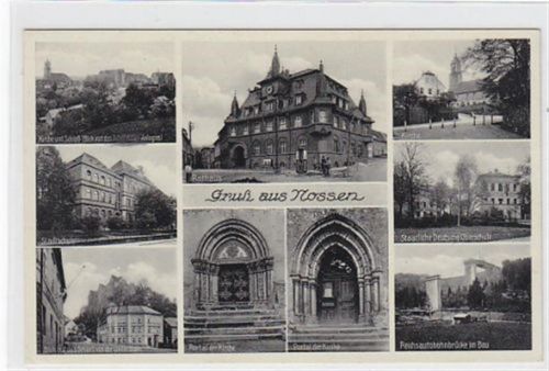 Nossen in Sachsen mit neun verschiedenen Abbildungen gelaufen am 1.11.1945. Karte beschrieben Gute Erhaltung.