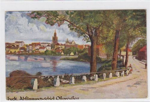 Lyck Panorama von Lyck / Elk. Abstimmungsgebiet Ostpreußen ungelaufen Gute Erhaltung.