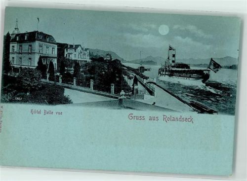 53424 W5480 Rolandseck Mondschein Hotel Bellevue Seitenraddampfer