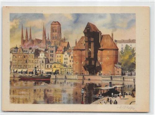 Danzig Künstlerkarte Danzig / Gdansk. Krantor ungelaufen Gute Erhaltung.
