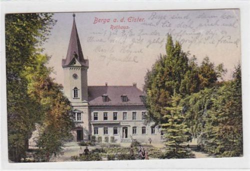 Rathaus in Berga an der Elster gelaufen 1927 kleiner Knick an der rechten oberen Ecke leichte Eckabschürfungen, sonst gut erhalten