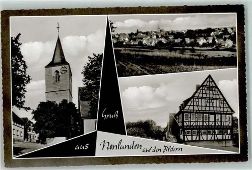 70794 W7024 Bonlanden auf den Fildern - Fachwerkhaus VW-Käfer Georgskirche