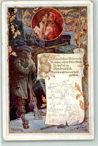 1913 sign. Rud. Dutz Ostmark Bund deutscher in Böhmen Poesie / Liebe Mittelalter AK