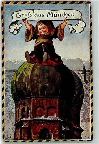 München 1930 Kindl sitzt auf dem Turm AK