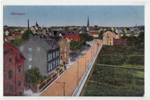 Hattingen mit Gesamtansicht. Karte beschrieben leichte Abschürfungen, sonst gut erhalten