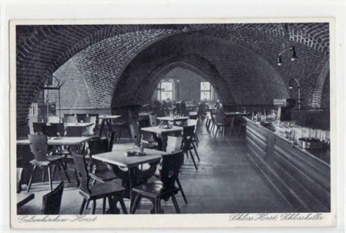 Gelsenkirchen Horst mit Schloss Horst, Schlosskeller gelaufen, mit Marke und Stempel von 1936 kleiner Knick unten rechts, auf der linken Seite leicht bügig mit Knick, sonst gut erhalten