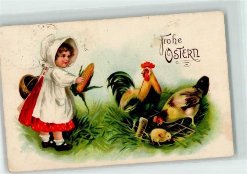 1929 Ostern Kind mit einem Maiskolben AK