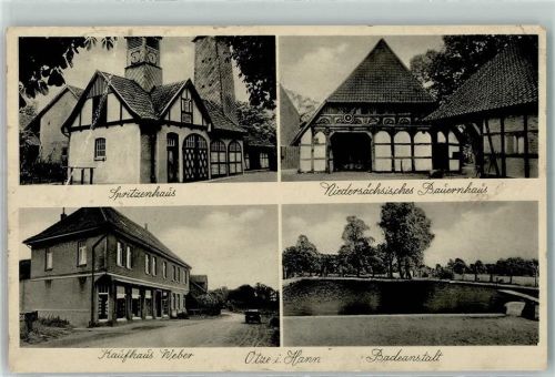Otze Spritzenhaus Niedersächsisches Bauernhaus Kaufhaus Weber Badeanstalt Briefmarke Hakenkreuz WK II