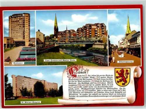 Lünen Rathaus Lippe Zentrum und Marienkirche St. Marien Hospital Füßgängerzone Wappen