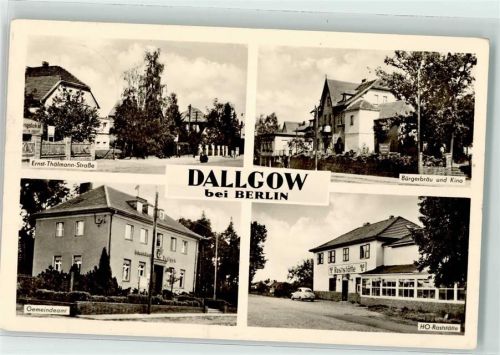 14624 O1543 Dallgow - Ernst Thälmann Straße Bürgerbräu und Kino Gemeindeamt HO Raststätte Auto