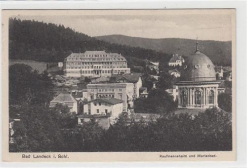 Bad Landeck Bad Landeck / Ladek-Zdrój - Kreis Habelschwerdt / Bystrzyca Klodzka in Schlesien. Kaufmannsheim Marienbad gelaufen 1929. Gute Erhaltung.