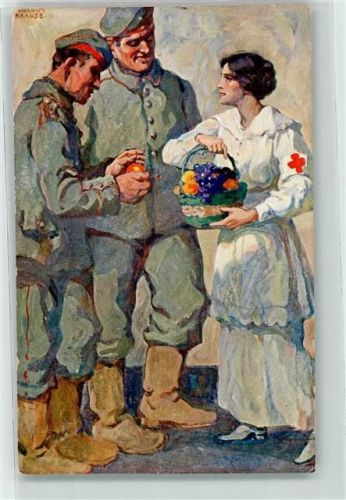 Liebesgaben für die Soldaten sign. William Krause WK I Rotes Kreuz 1915 Künstlerkarte