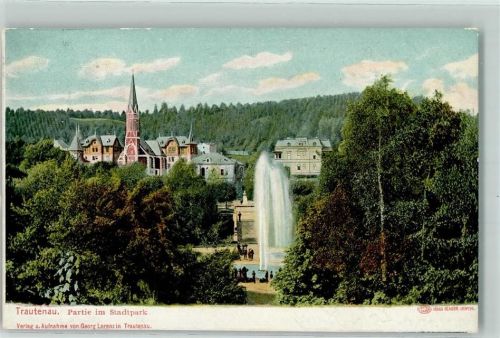 Trutnov Trautenau 1910 - Stadtpark Springbrunnen Kirche