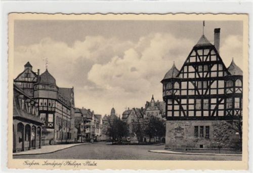 Gießen Giessen. ein Blick auf den Landgraf Phillipp Platz gelaufen, 1938. Leicht bügig, sonst gut erhalten