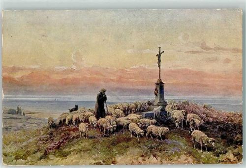 1950 Wegkreuz sign. Liebschera AK