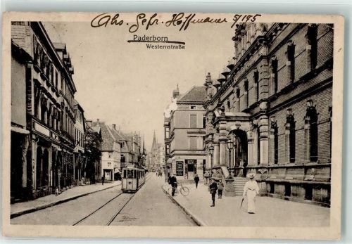 33098 W4790 Paderborn 1916 - Westernstraße Straßenbahn Fahrrad