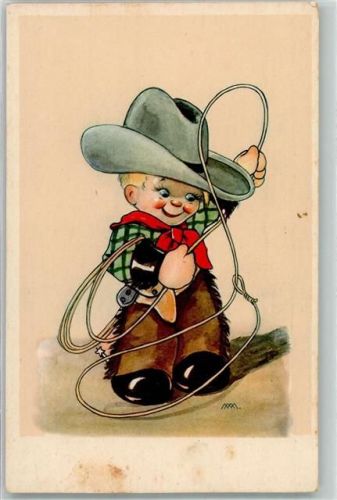 Stempato in Italia Cecami N. 1064 signiert Kind als Cowboy