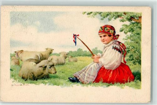 1936 Schafe Vesele Velikonoce sign. C. Kotysan AK