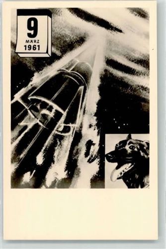 Dritte Weltraumhündin mit Raumschiff 4 AK Raumfahrt 1961 Foto AK