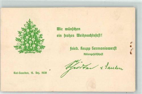 Gaarden Weihnachten Grüße von der Germaniawerft 1938