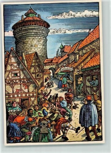Nürnberg Werbung Otto Schmidt , Handwerkerhof Mittelalter AK