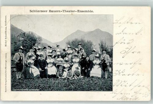W8162 Schliersee Bauerntheater Ensemble, Trachten AK Volksschauspiel 1901 Gebrauchsspuren