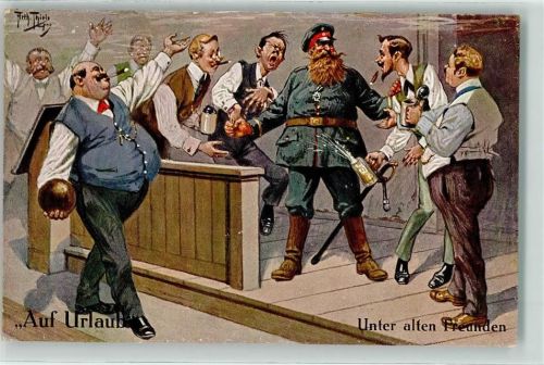 Gebr. Dietrich Serie 153/7 WK I Auf Urlaub Kegeln Bier Humor AK Thiele, Arthur