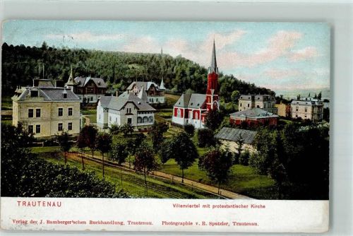 Trutnov 1913 Villenviertel mit protestantischer Kirche