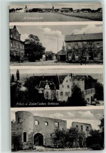 97232 W8701 Giebelstadt - am Hindenburgplatz Frhrl. v. Zobel`sches Schloss Florian Geyer Schloss Ruine