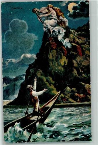 1924 Harfe Mondschein Zieher, Ottmar Heliocolorkarte