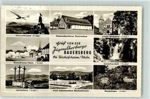 97653 W8743 Bischofsheim a d Rhön - Wasserkuppe Segelflieger Denkmal Jugendherberge Bauersbera Schloss Holzberg Teufelsmühle Heidelstein Städtisches Schwimmbad Kreuzberg