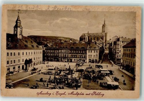 09456 O9300 Annaberg-Buchholz - Marktplatz Pöhlberg Marktszene