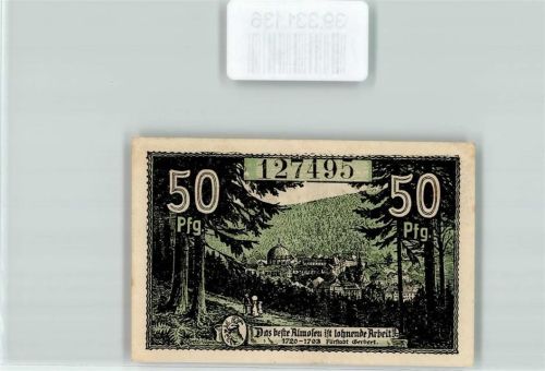 St. Blasien Notgeld 50 Pfennig Frau Lorbeerkranz
