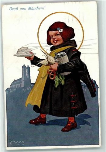 W8000 München sign. C. Moos Münchner Kindl 1911 Künstlerkarte