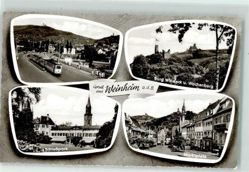 Weinheim Burg Windeck u. Wachenburg Schlosspark Marktplatz Straßenbahn