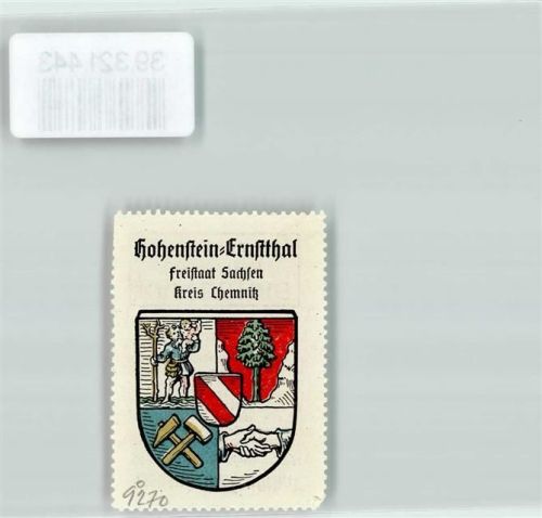 Hohenstein-Ernstthal Vignette Wappen Freistaat Sachsen Kreis Chemnitz