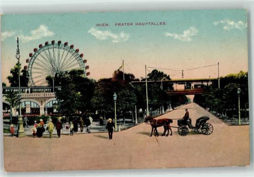 Wien 1913 Prater Hauptallee Riesenrad Eisenbahn