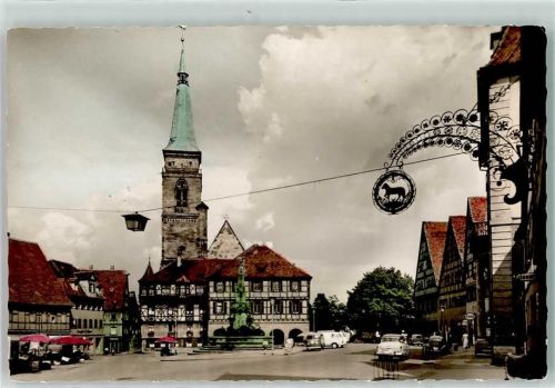 Schwabach Marktplatz Marktszene Rathaus St.Johanniskirche Brunnen Oldtimer Tankstelle Esso