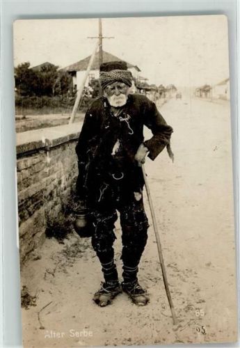 1918 Foto AK Volkstyp Mann Alter Serbe Deutsche Feldpost