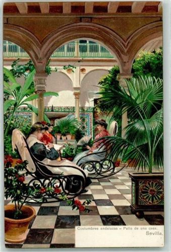 Sevilla Costumbres andaluzas Patio de una Casa