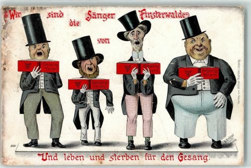 03238 O7980 Finsterwalde 1901 Gebrauchsspuren Gesangsverein sign. B. Richter Künstlerkarte