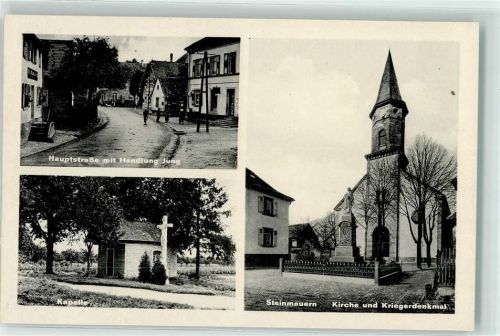 76479 W7551 Steinmauern - Kriegerdenkmal Hauptstraße Geschäft Jung