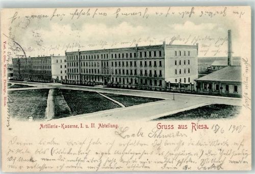 Riesa 1900 Artillerie Kaserne I. und II. Abteilung Schornstein