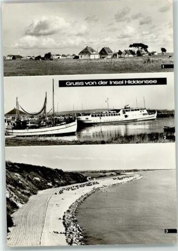 18565 O2331 Neuendorf, Hiddensee - Hafen Fischerkahn Salondampfer Strand