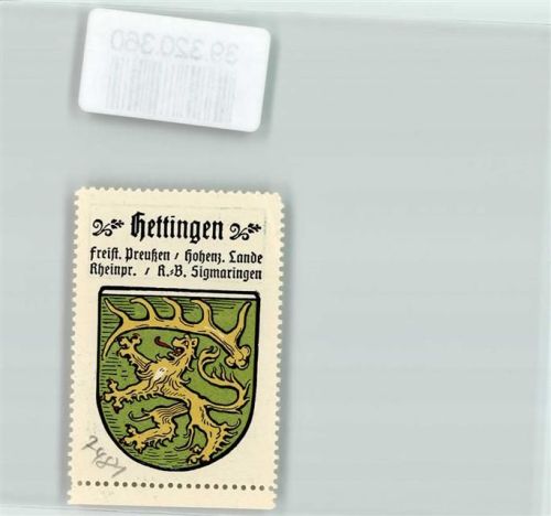Hettingen Wappen Kaffee Hag Nr. 6 ca. 1920-1940 Löwe Geweih